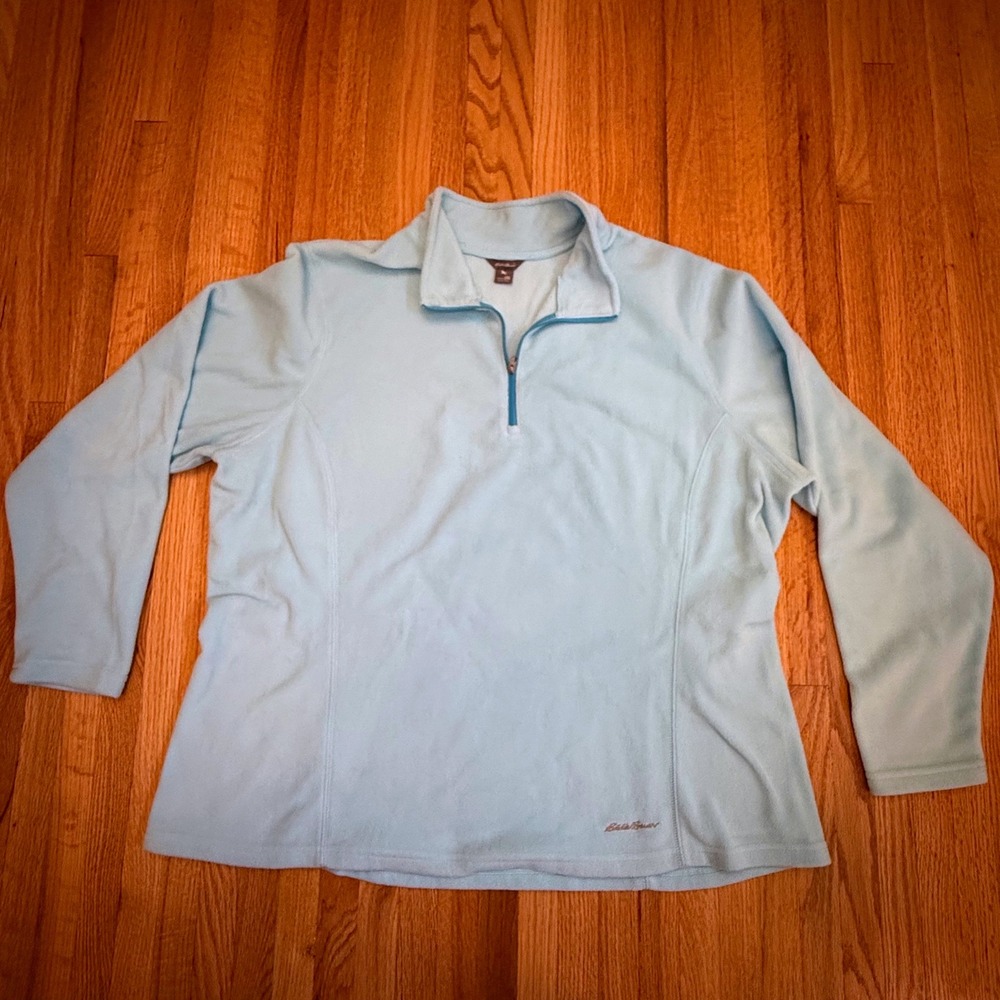 Eddie Bauer Fleece Pullover 1/4 Zip Women's‎ 2XL Long Sleeve Blue Cozy Casual